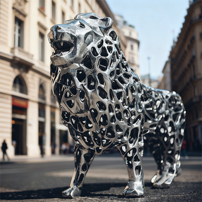 Sculptură ghepard din oțel inoxidabil