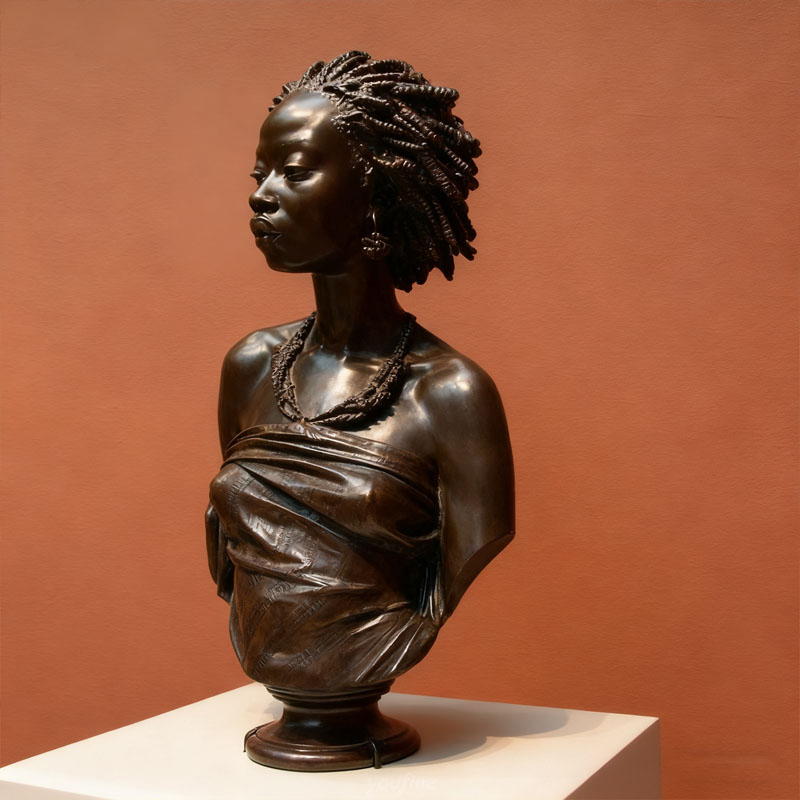 Bust sculptură umană din fibră de sticlă cu efect de bronz