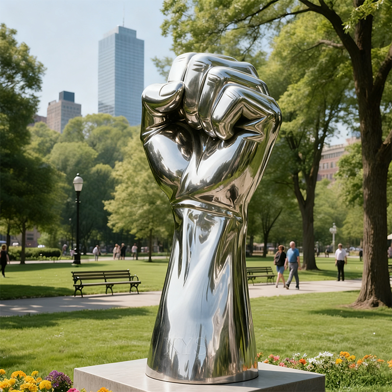 Iron Fist United Mirror Sculptură din oțel inoxidabil