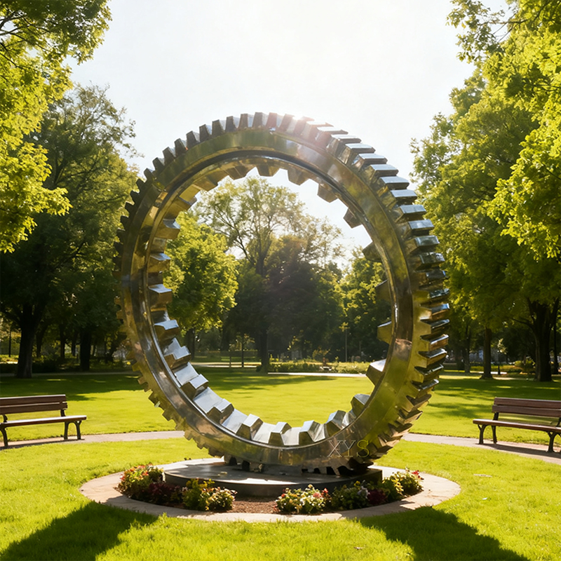 Roata Industriei Sculptură din oțel inoxidabil