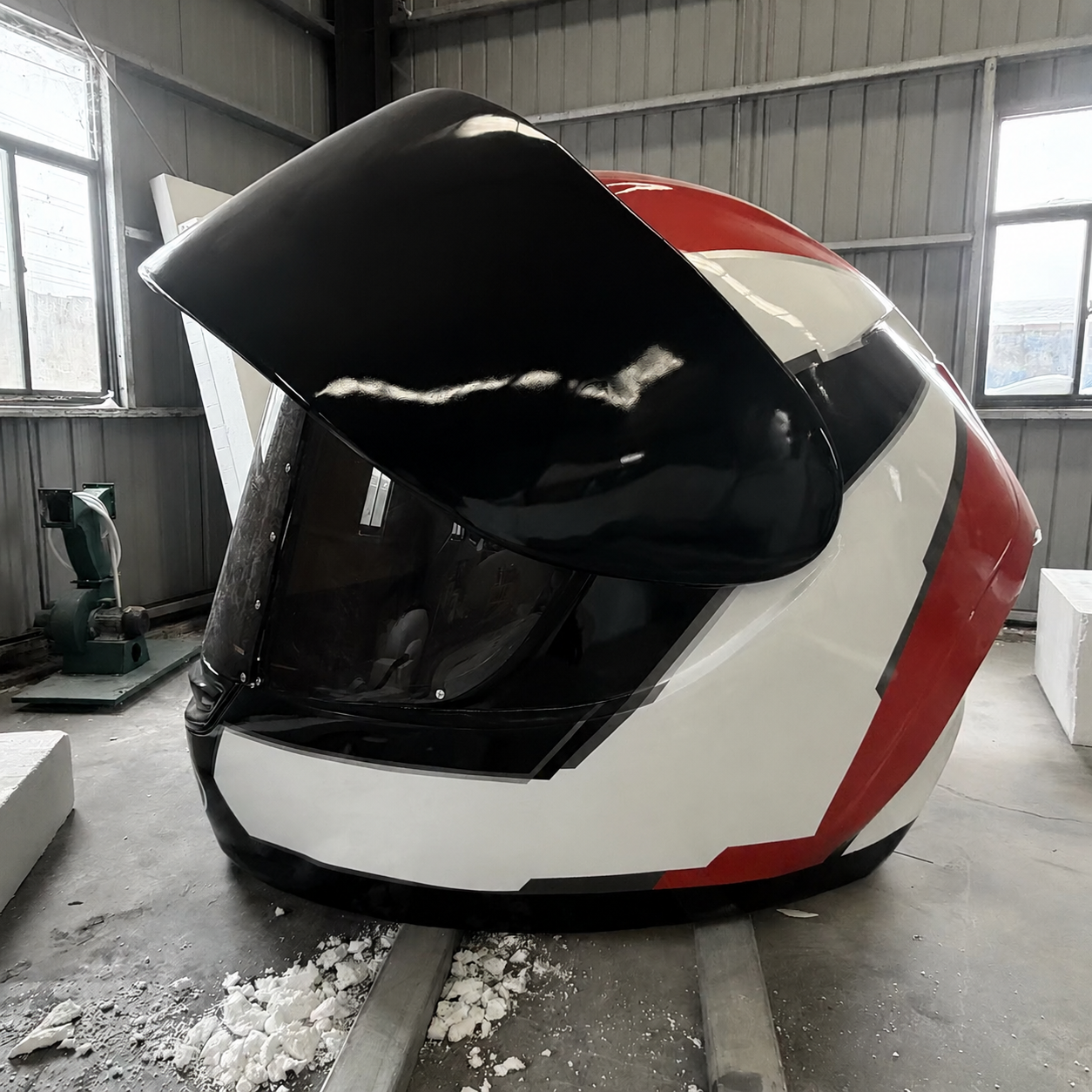 Cum este realizată o sculptură uriașă din rășină pentru o cască de motocicletă - și cine le face la scară?